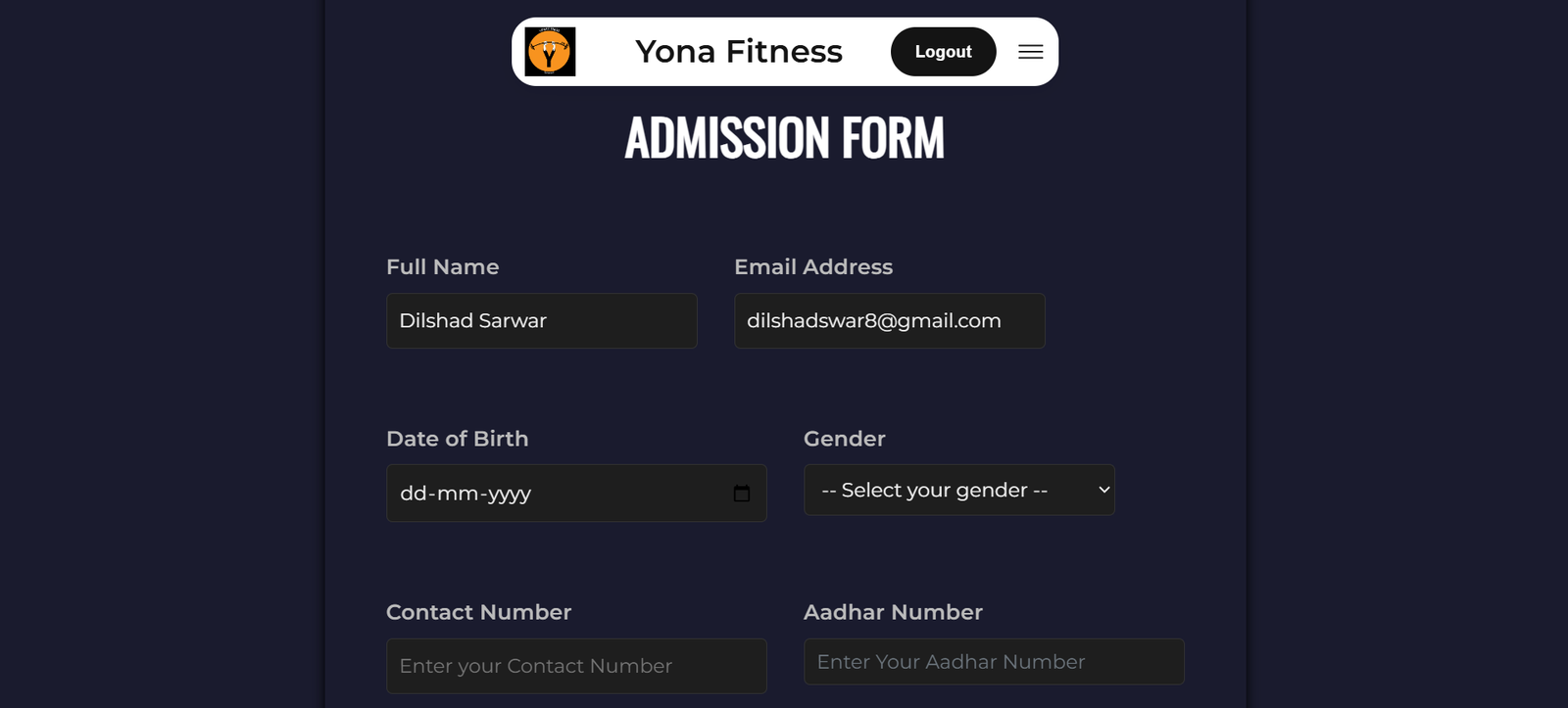 Admission Form Preview